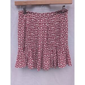 Rebecca Minkoff Womens Cassia Printed Pleated Mini Skirt Sz 10 Red Heart Flowy
